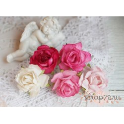 Букетик диких роз, оттенки розового, 3см, 5 цветочков
