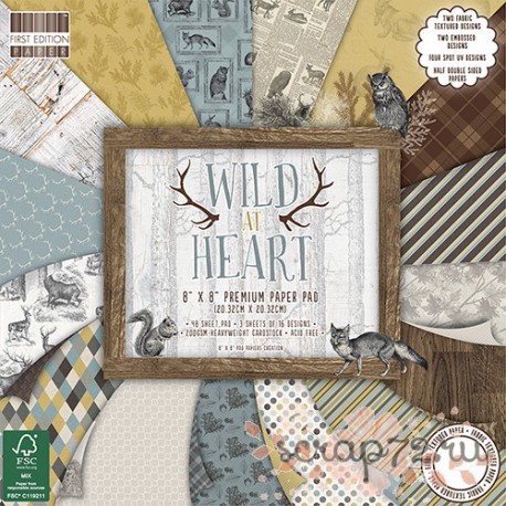 1/3 набора бумаги First Edition Wild at Heart, 20*20см, 16л, 200гр