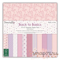 1/3 набора односторонней бумаги Dovecraft Back to Basics - Pretty In Pink, 30*30см, 12л, 150гр