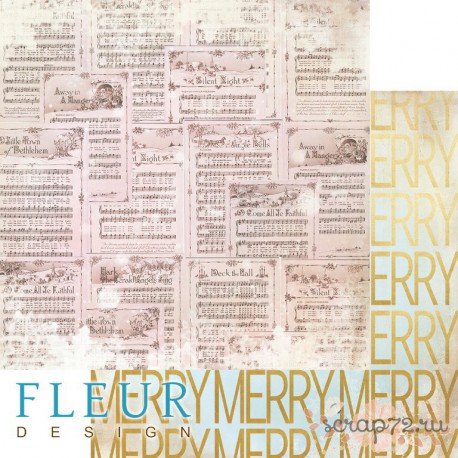 Лист бумаги для скрапбукинга "Веселые ноты", коллекция "Волшебный лес", 30,5х30,5 см, плотность 190 гр, FD1005901