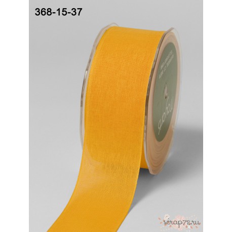 Лента Faux Linen от May Arts, цвет желтый, 40мм, 90см