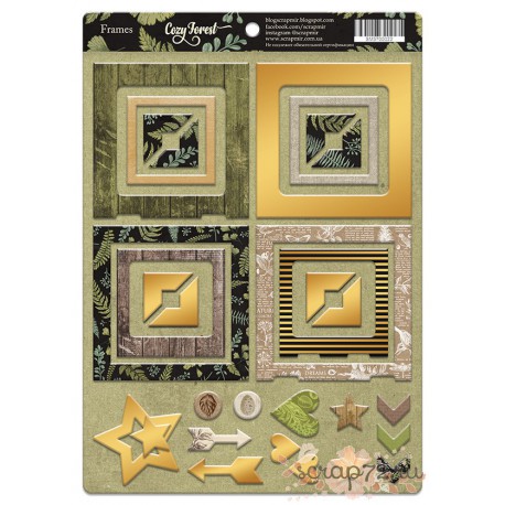 Рамки из чипборда с фольгированием (золото) для скрапбукинга 30шт Cozy Forest от Scrapmir