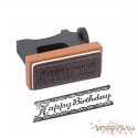 Штамп резиновый "Happy Birthday",  на деревянной основе, 20*50мм