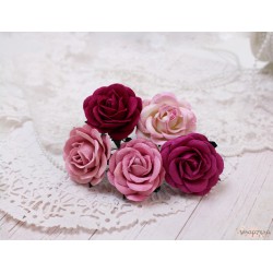Роза шпаллера, розовый микс, 5 цветочков разных оттенков