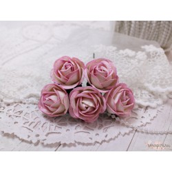 Роза челси, цвет сливочный с розовой окантовкой, 35 мм, 1 цветочек