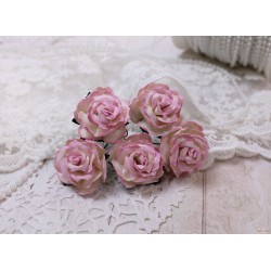Дикая роза, цвет сливочный с розовой окантовкой, 30мм, 1 цветочек