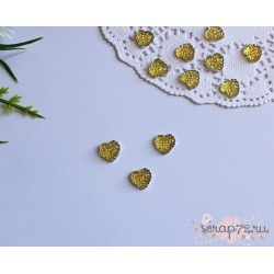 Декоративные кабошоны "Сердечки", цвет золото, 5шт