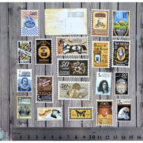 Вырубка из бумаги "Набор винтажных марок"