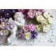 Букетик лютиков, фиолетовые тона, 1.5см, 5  цветочков разных оттенков